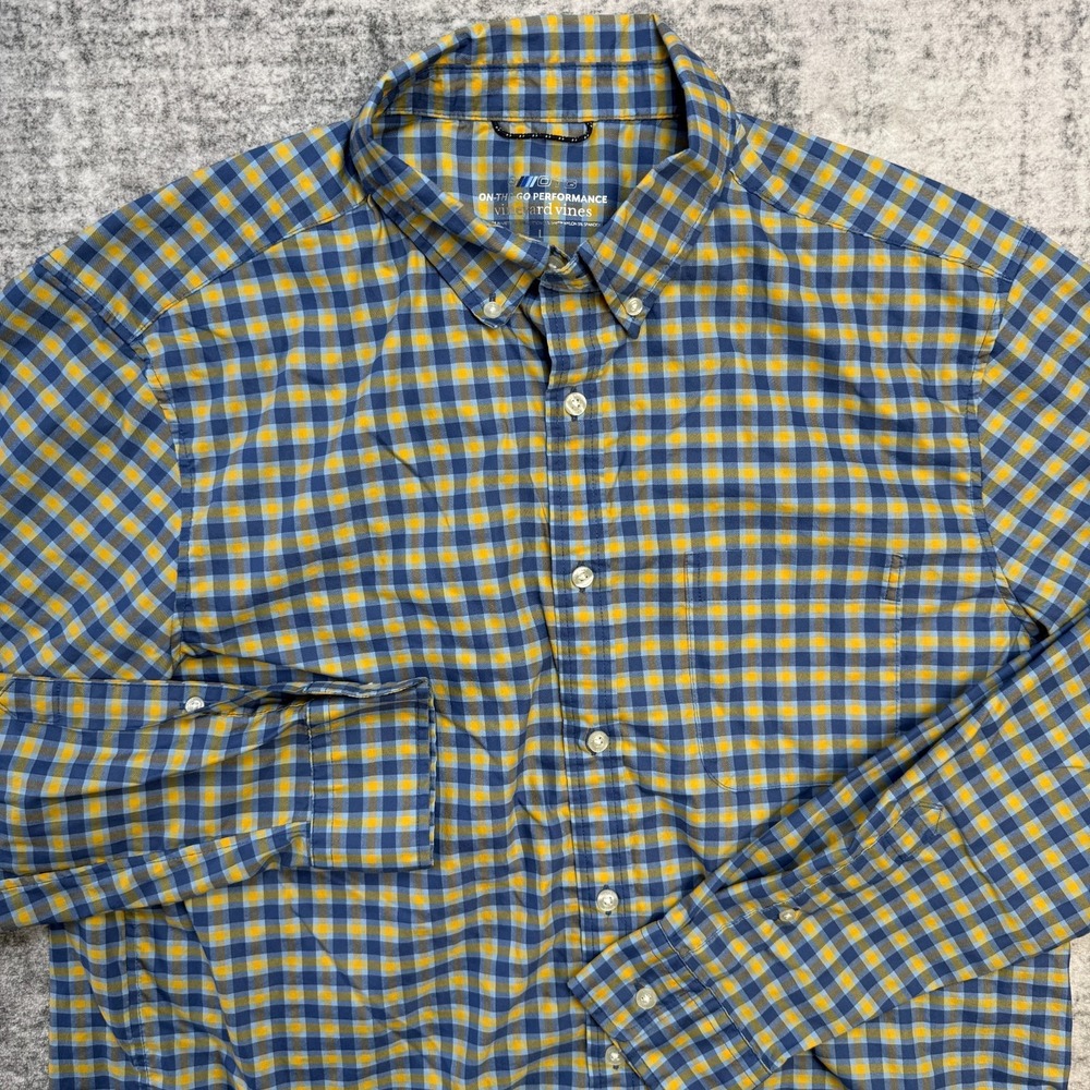 Vineyard Vines On The Go Shirt Mens Large Check BRR Performance Cooling OTG